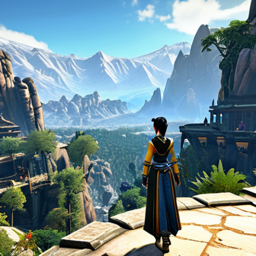Home 15 Stunning Vista of the New Map**
"A breathtaking panoramic view of the new Blade & Soul map, showcasing its diverse environments: arid deserts, lush rainforests, and snow-capped mountains. Ancient and modern architectural details blend seamlessly. Fully clothed adventurers explore the landscape. Safe for work. Perfect anatomy, correct proportions, natural pose. High quality, professional landscape photography, appropriate content, family-friendly."
**