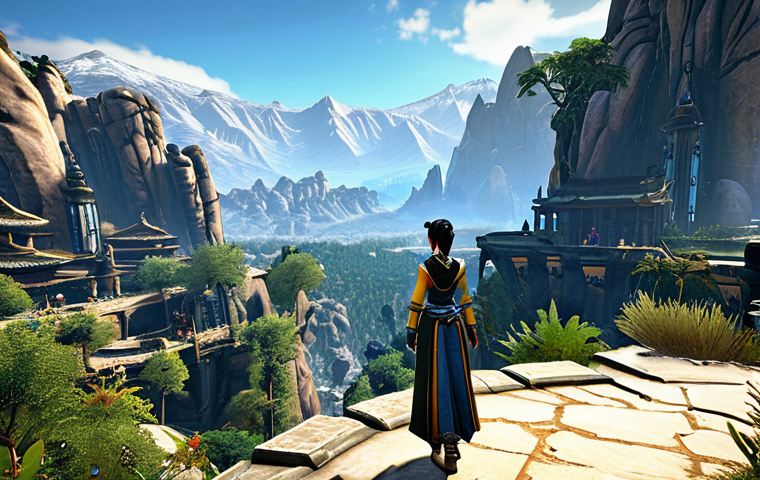 Stunning Vista of the New Map**

"A breathtaking panoramic view of the new Blade & Soul map, showcasing its diverse environments: arid deserts, lush rainforests, and snow-capped mountains. Ancient and modern architectural details blend seamlessly. Fully clothed adventurers explore the landscape. Safe for work. Perfect anatomy, correct proportions, natural pose. High quality, professional landscape photography, appropriate content, family-friendly."

**